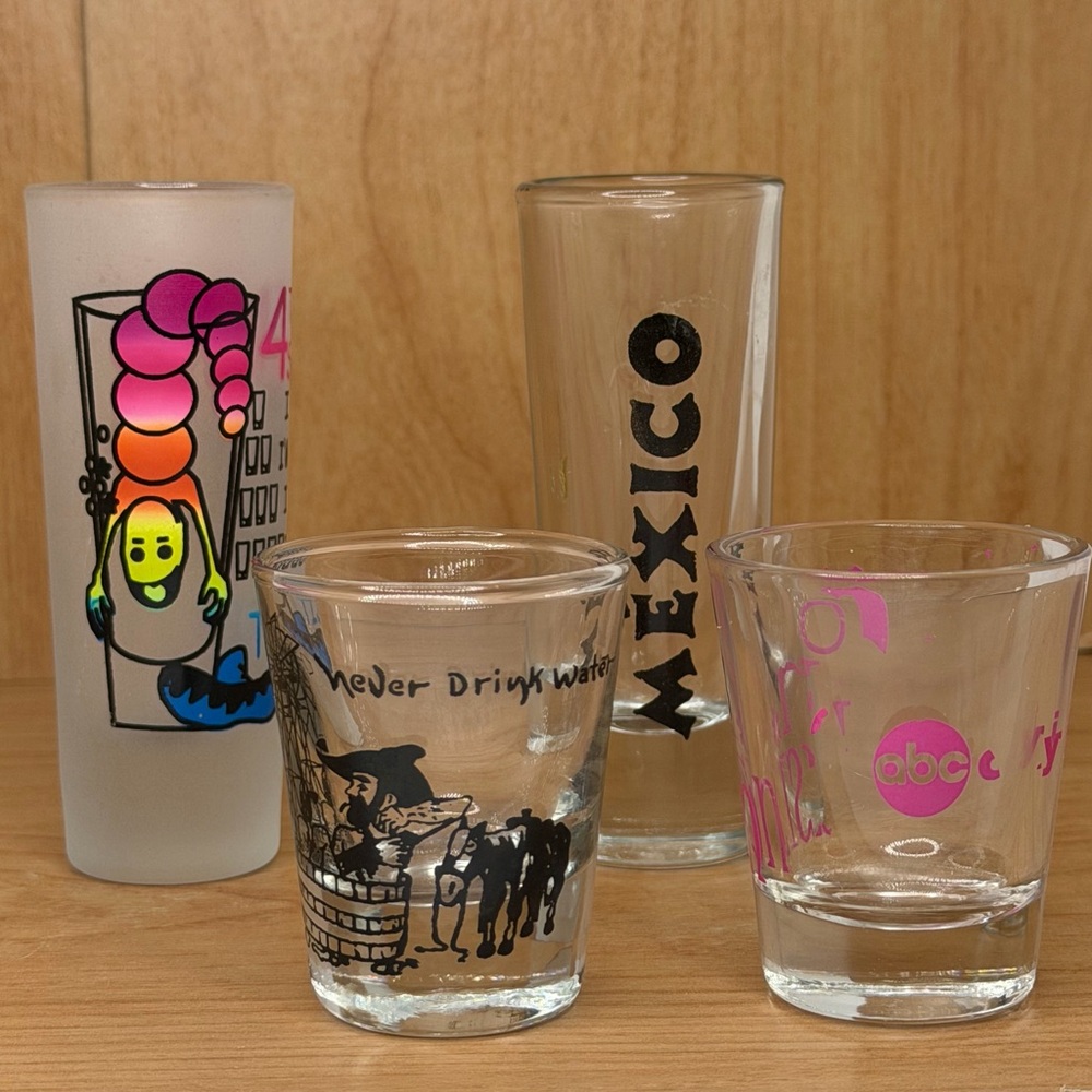Clear and Frosted Shot Glasses Mixed Lot of 4